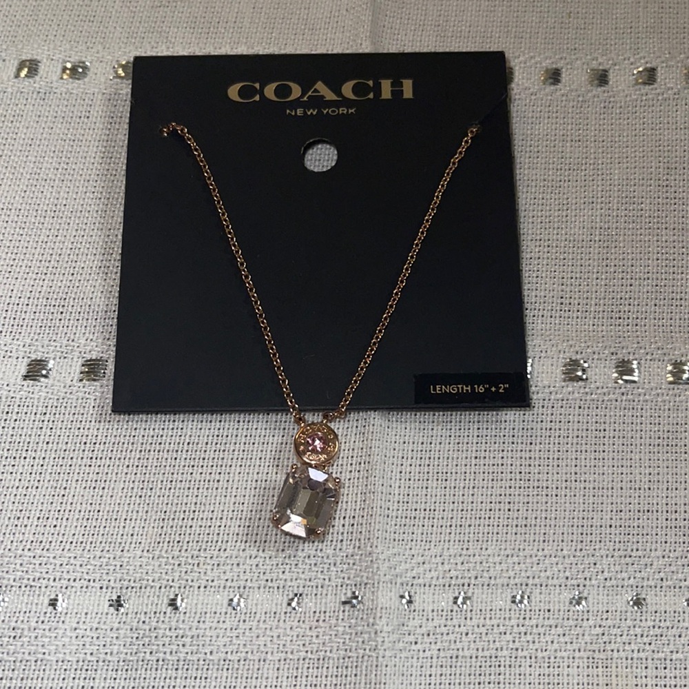 ✨Coach Signature Crystal Stone Pendant Necklace✨